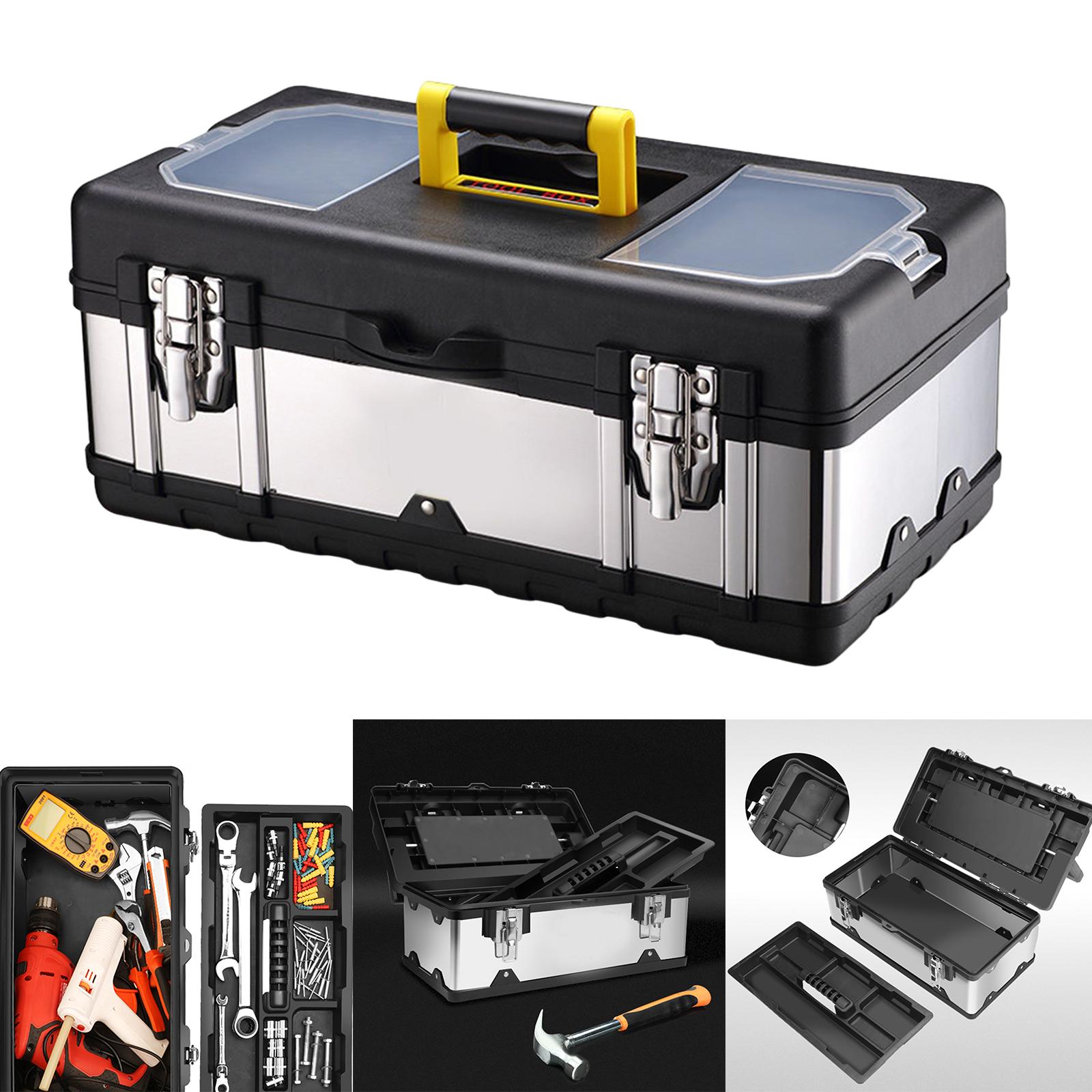 Tool Box Strong and Durable Emergency Repairs Chest Electrician Repairs Box Dividers Large Space Portable Tool Box for Car Trunks Garage 20inch, Size